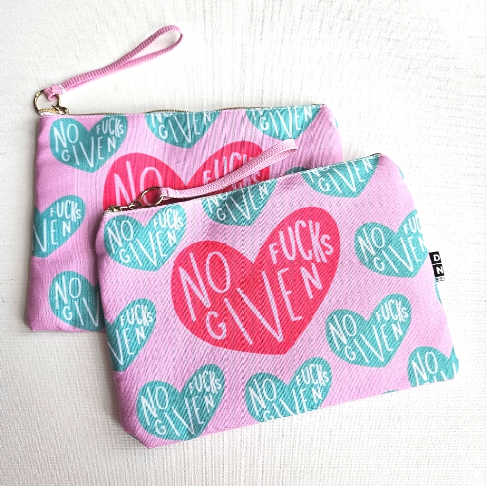 2 No F's Given Fabric Zippered Pouches by Deny Design New!